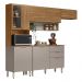 Armário de Cozinha Compacta com Balcão 250cm 4 Pçs Multimóveis CR20467 Amêndola/Nude Prime TX