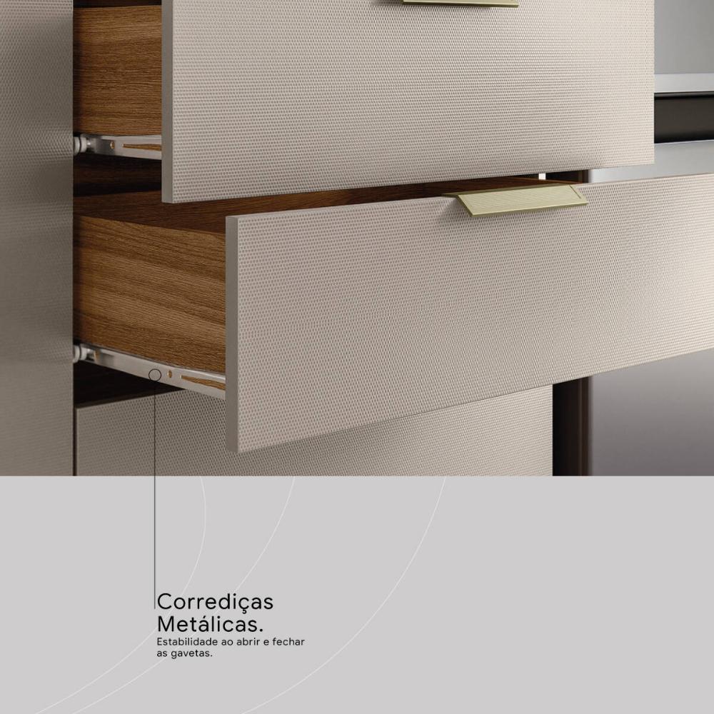 Armário de Cozinha Compacta com Balcão 250cm 4 Pçs Multimóveis CR20467 Amêndola/Nude Prime TX