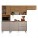Armário de Cozinha Compacta com Balcão 250cm 4 Pçs Multimóveis CR20467 Amêndola/Nude Prime TX