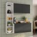 Armário de Cozinha Compacta com Balcão Linea Fit 4 Portas Multimóveis MP2218 Branco/Preto