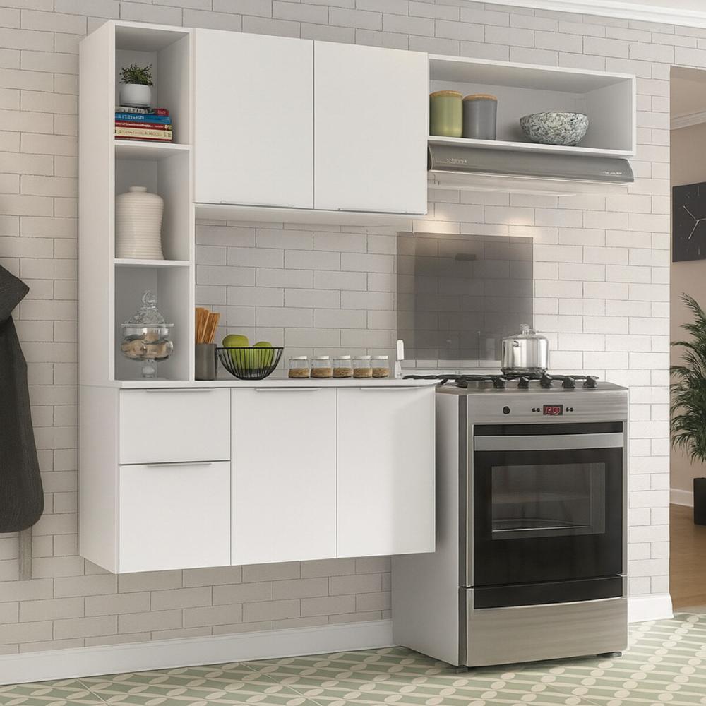 Armário de Cozinha Compacta com Balcão Sofia Multimóveis V2001 - Branco