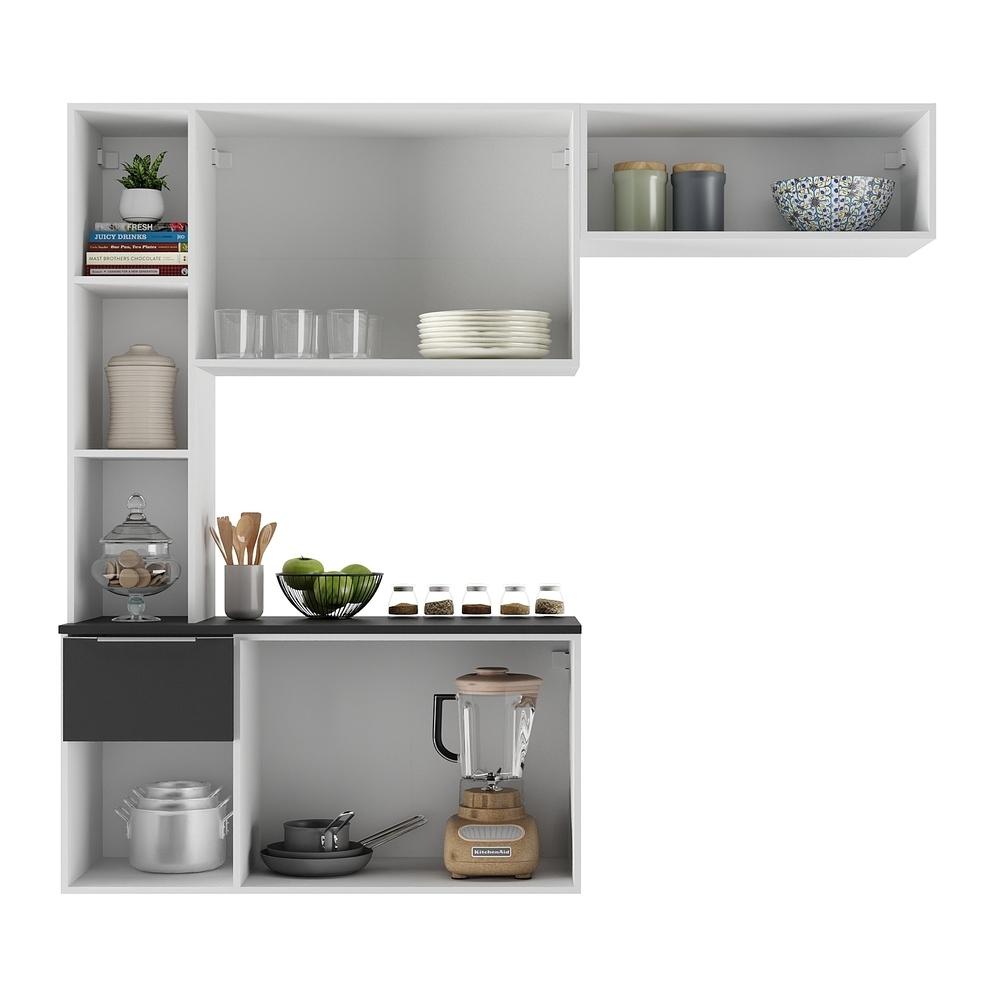 Armário de Cozinha Compacta com Balcão Sofia Multimóveis V2001 Branco/Preto