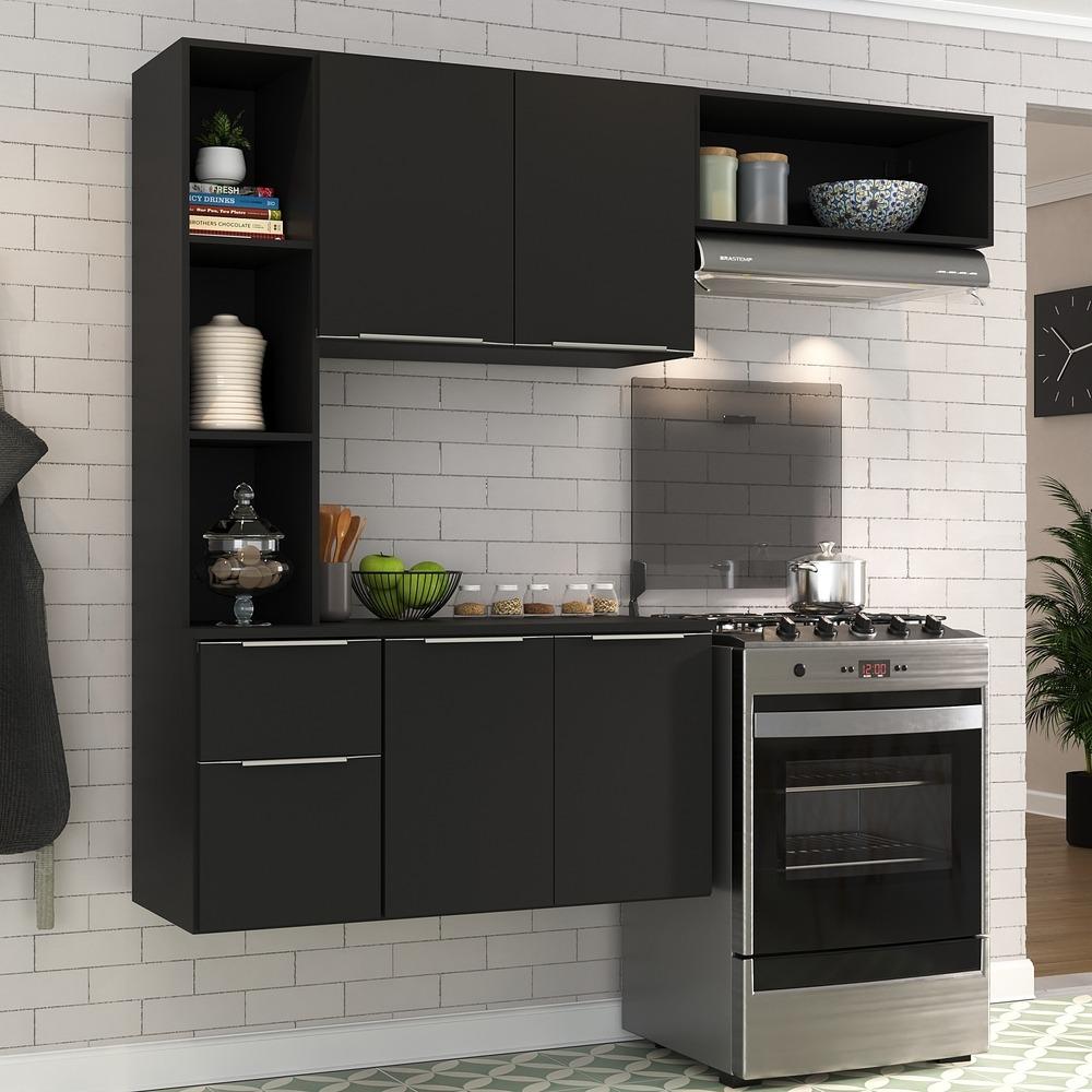 Armário de Cozinha Compacta com Balcão Sofia Multimóveis V2001 Preto