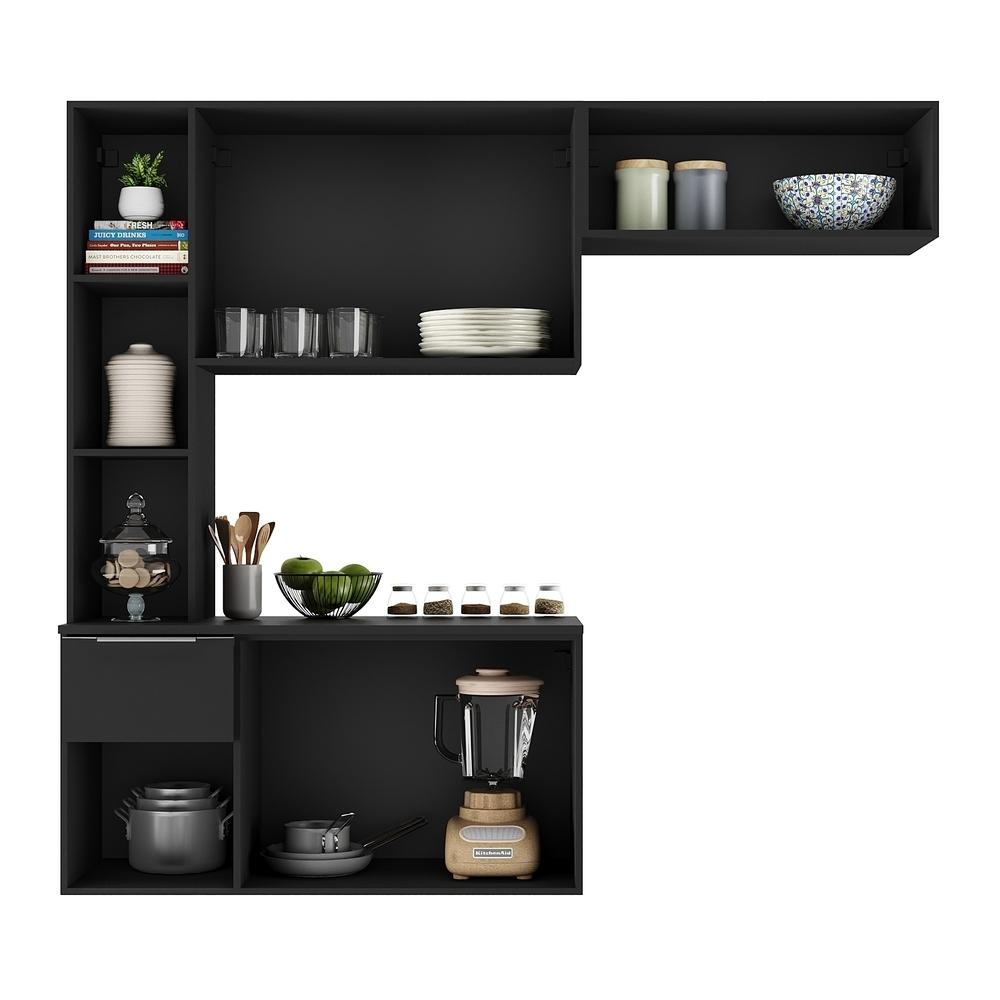 Armário de Cozinha Compacta com Balcão Sofia Multimóveis V2001 Preto