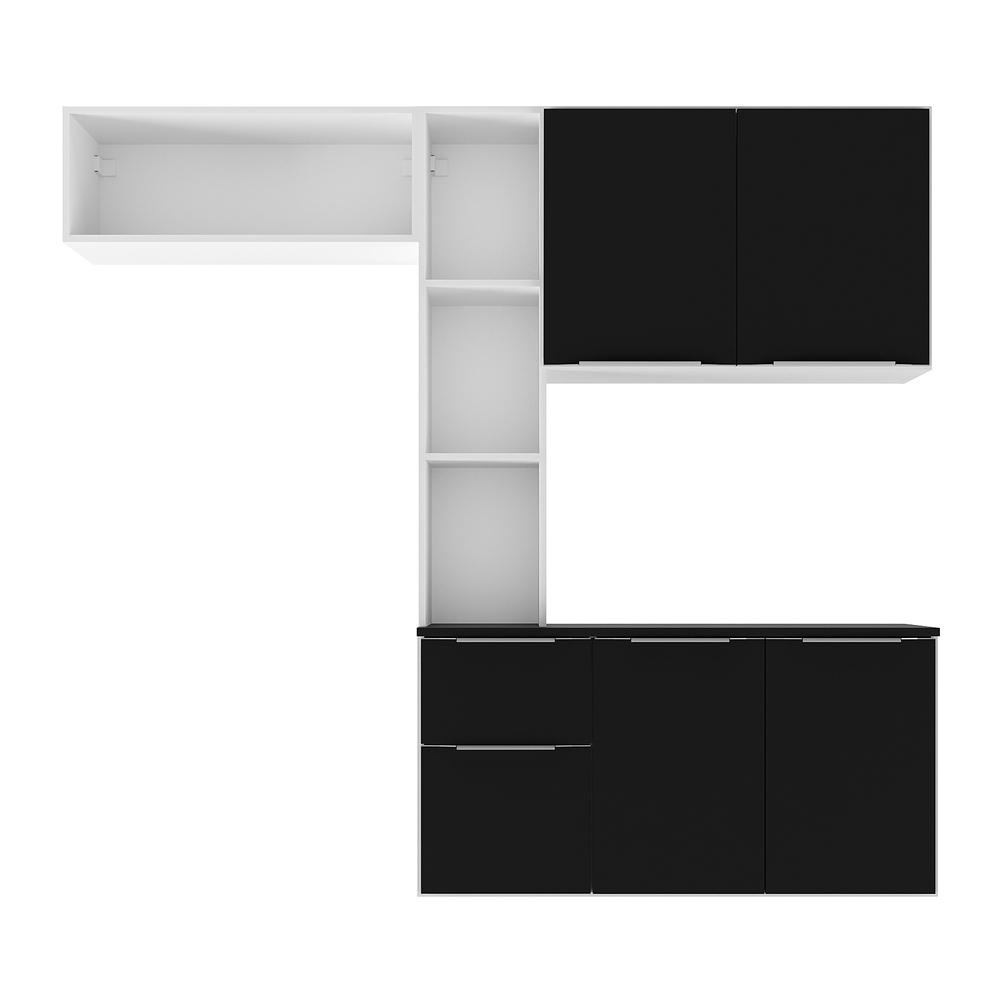 Armário de Cozinha Compacta com Balcão Sofia Multimóveis V2002 Branco/Preto