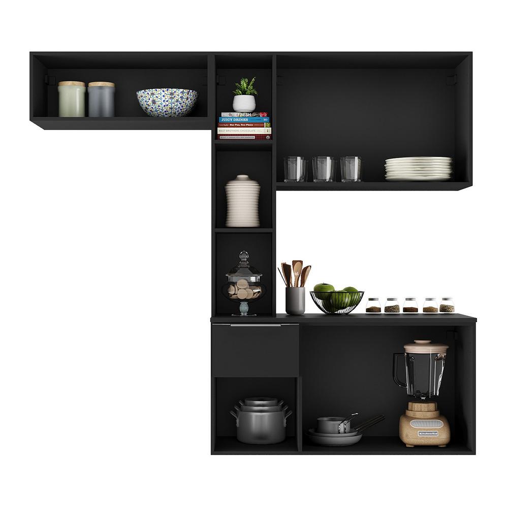 Armário de Cozinha Compacta com Balcão Sofia Multimóveis V2002 Preto