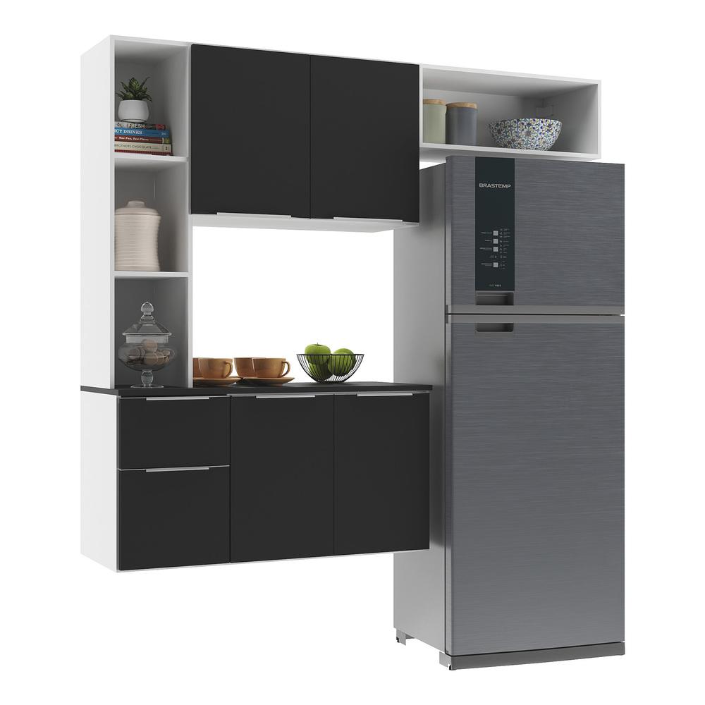 Armário de Cozinha Compacta com Balcão Sofia Multimóveis V2003 Branco/Preto