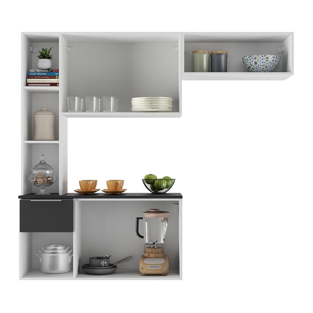 Armário de Cozinha Compacta com Balcão Sofia Multimóveis V2003 Branco/Preto