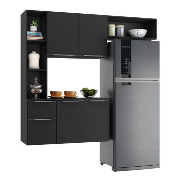 Armário de Cozinha Compacta com Balcão Sofia Multimóveis V2003 Preto