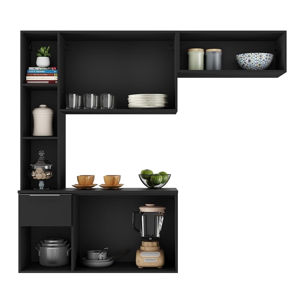 Armário de Cozinha Compacta com Balcão Sofia Multimóveis V2003 Preto