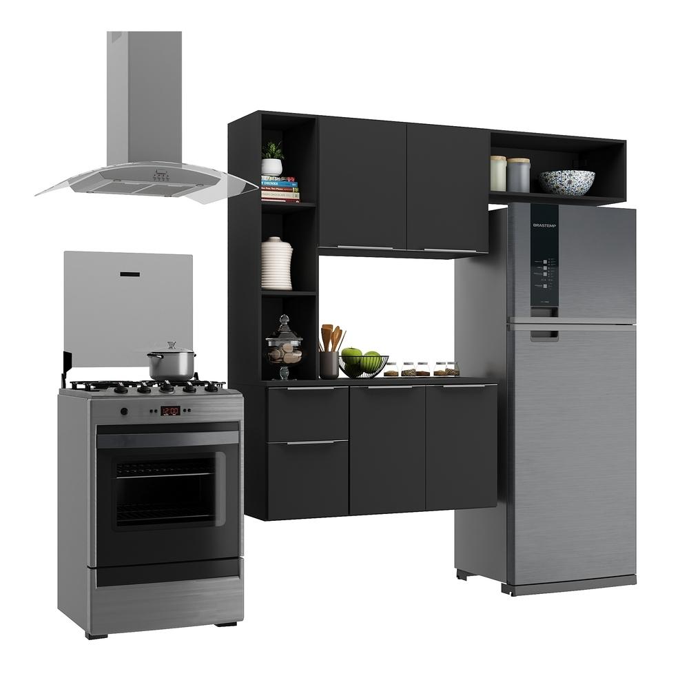 Armário de Cozinha Compacta com Balcão Sofia Multimóveis V2004 Preto