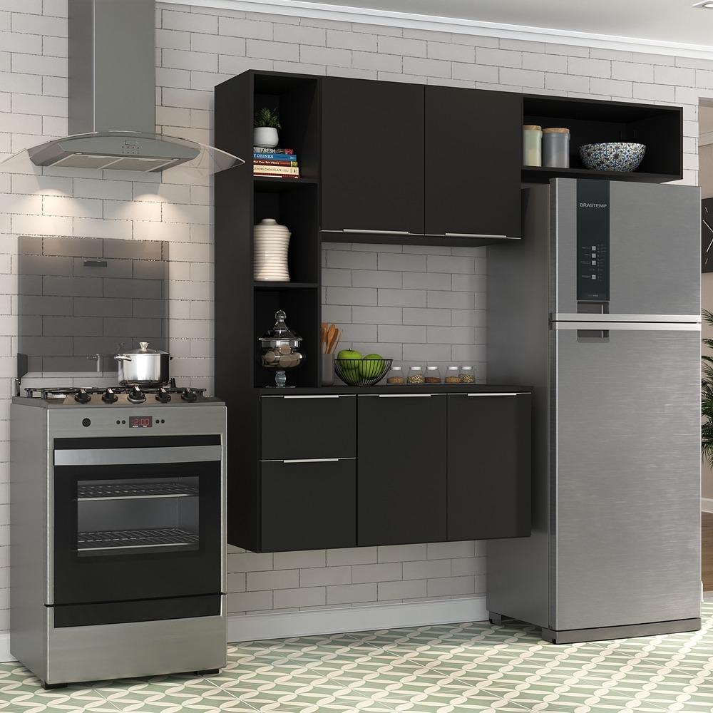 Armário de Cozinha Compacta com Balcão Sofia Multimóveis V2004 Preto