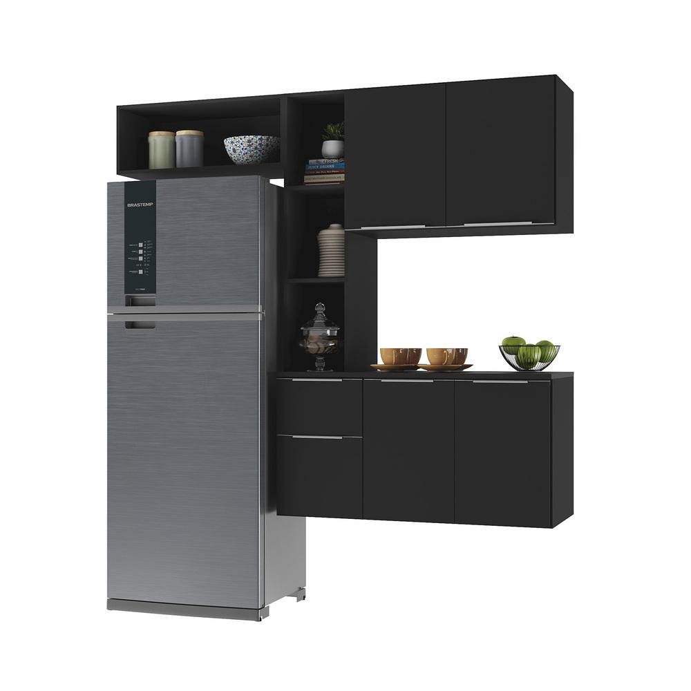 Armário de Cozinha Compacta com Balcão Sofia Multimóveis V2005 Preto