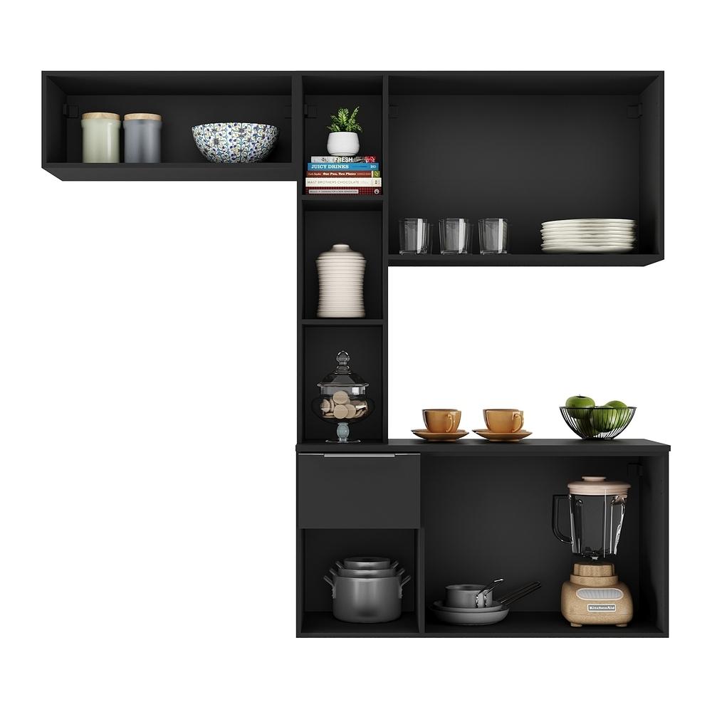 Armário de Cozinha Compacta com Balcão Sofia Multimóveis V2005 Preto