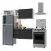 Armário de Cozinha Compacta com Balcão Sofia Multimóveis V2006 Branco/Preto