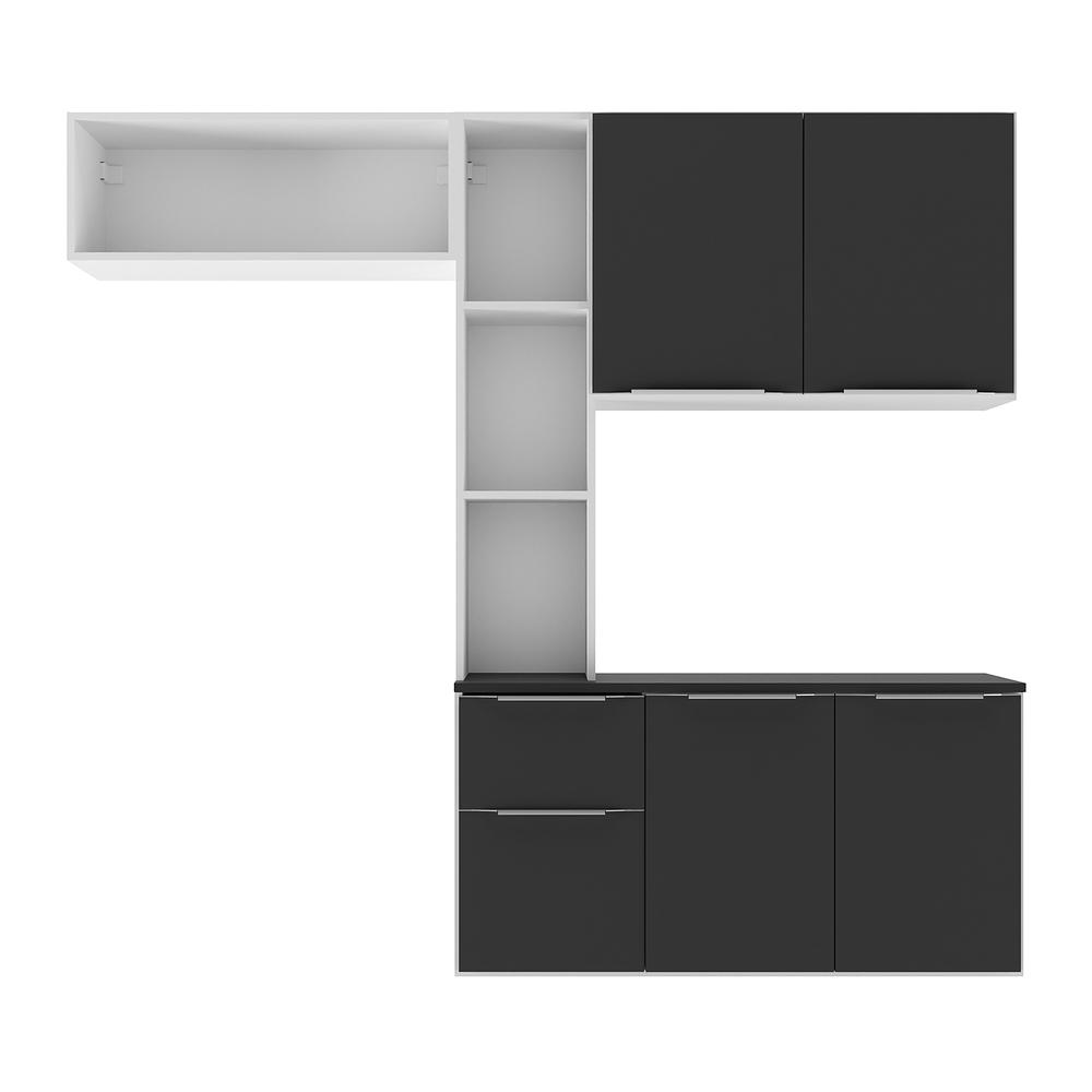 Armário de Cozinha Compacta com Balcão Sofia Multimóveis V2006 Branco/Preto