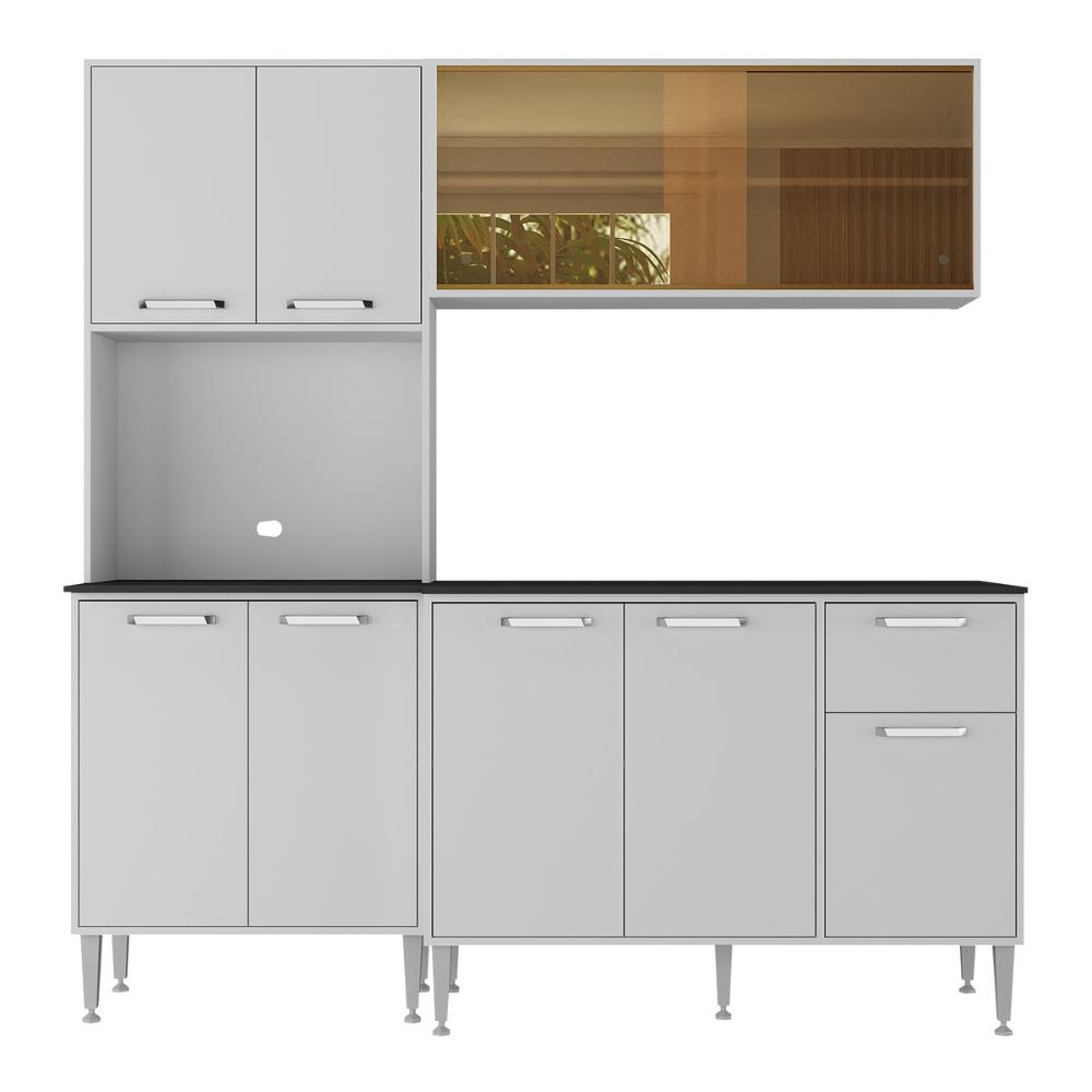 Armário de Cozinha Compacta com Balcão para Pia Siena Multimóveis MP2217 Branco