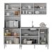 Armário de Cozinha Compacta com Balcão para Pia Siena Multimóveis MP2217 Branco/Lacca Fumê