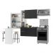 Armário de Cozinha Compacta com Mesa Dobrável Sofia Multimóveis V2007 Branco/Preto