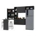 Armário de Cozinha Compacta com Mesa Dobrável Sofia Multimóveis V2008 Preto