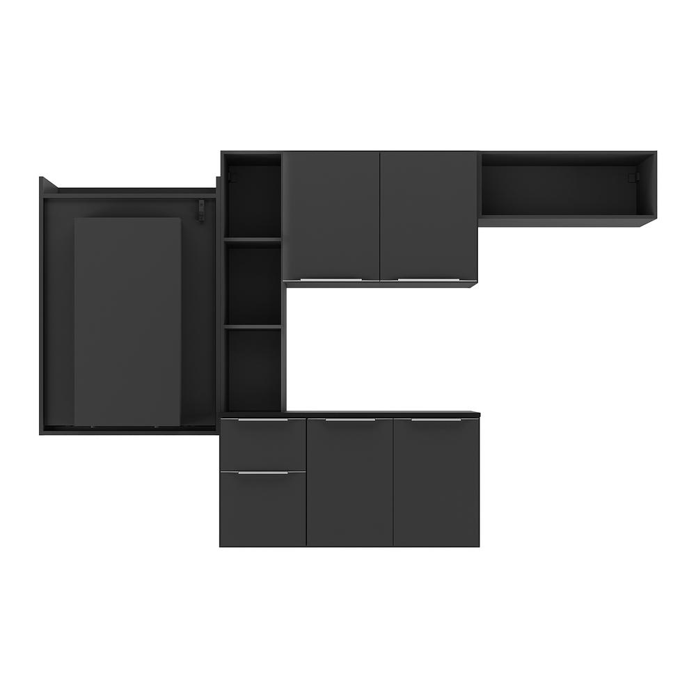 Armário de Cozinha Compacta com Mesa Dobrável Sofia Multimóveis V2008 Preto