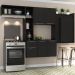 Armário de Cozinha Compacta com Mesa Dobrável Sofia Multimóveis V2009 Preto