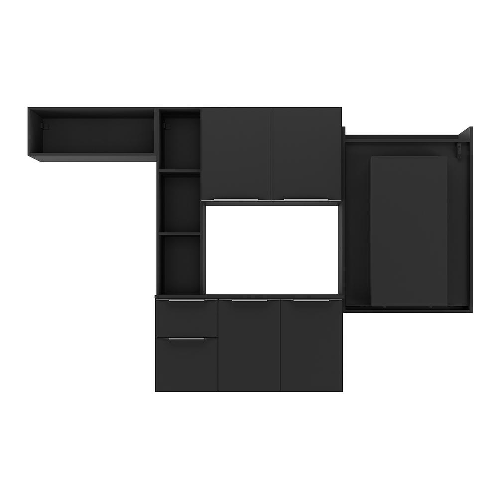 Armário de Cozinha Compacta com Mesa Dobrável Sofia Multimóveis V2010 Preto