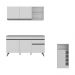 Armário de Cozinha Compacta com Mesa Gourmet Veneza Multimóveis MP2201 Branco/Preto