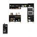 Armário de Cozinha Compacta com Mesa/Bancada Veneza Multimóveis MP2210 Preto/Dourado