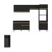 Armário de Cozinha Compacta com Mesa/Bancada Veneza Multimóveis MP2210 Preto/Dourado