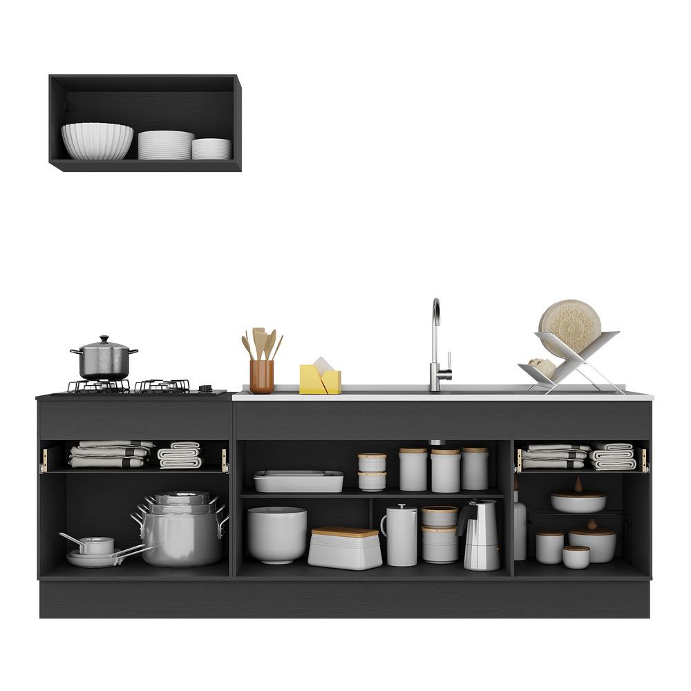 Armário de Cozinha Compacta com Rodapé Veneza Multimóveis MP2109.895 Preto