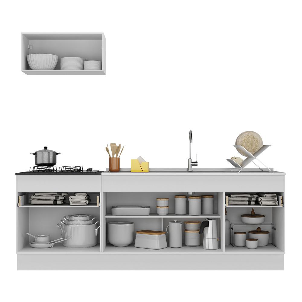 Armário de Cozinha Compacta com Rodapé Veneza Multimóveis MP2109.964 Branco/Preto