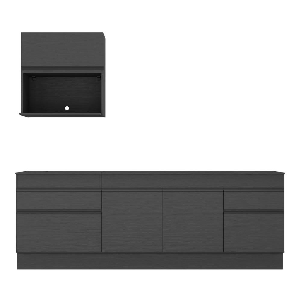 Armário de Cozinha Compacta com Rodapé Veneza Multimóveis MP2110.895 Preto
