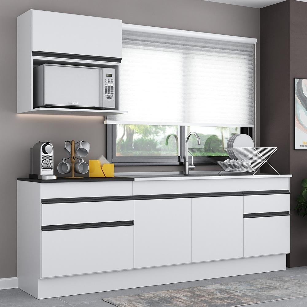 Armário de Cozinha Compacta com Rodapé Veneza Multimóveis MP2110.964 Branco/Preto