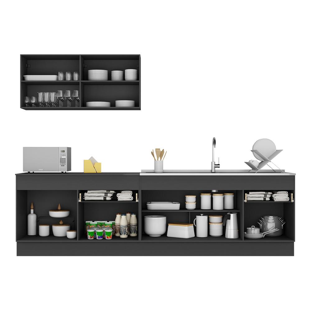 Armário de Cozinha Compacta com Rodapé Veneza Multimóveis MP2111.895 Preto