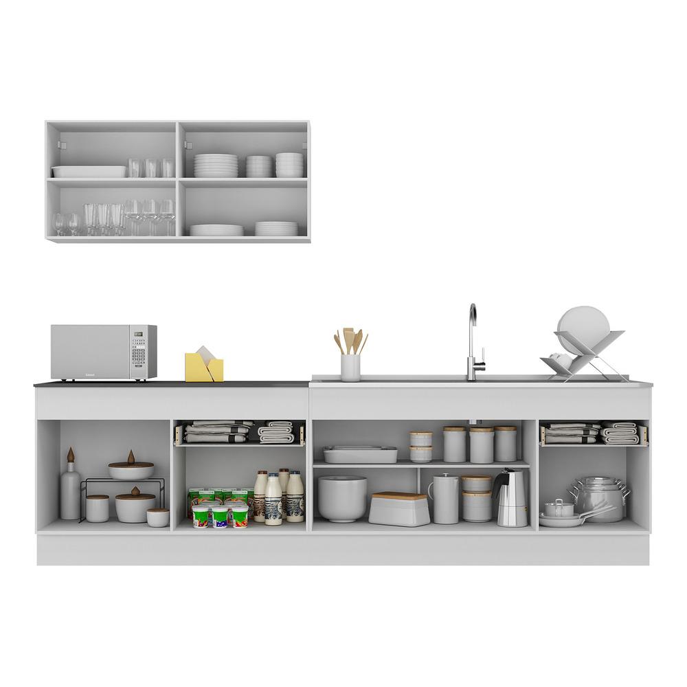 Armário de Cozinha Compacta com Rodapé Veneza Multimóveis MP2111.964 Branco/Preto