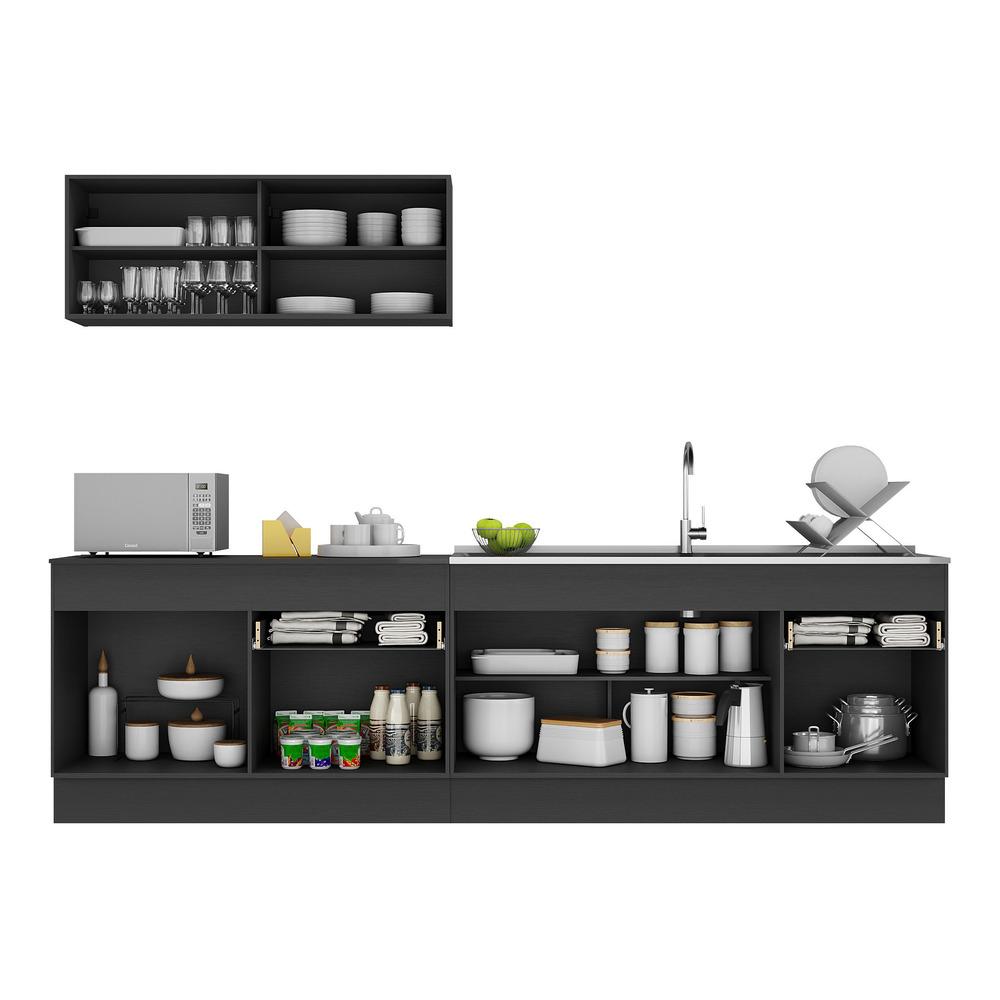 Armário de Cozinha Compacta com Rodapé Veneza Multimóveis MP2112.895 Preto