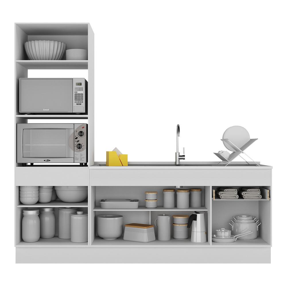 Armário de Cozinha Compacta com Rodapé Veneza Multimóveis MP2113.964 Branco/Preto