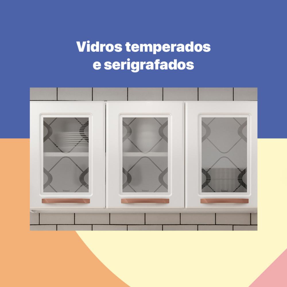 Armário de Cozinha Compacta de Aço 3 Peças para Micro-ondas com Vidros Multimóveis CR20350 Branco