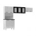 Armário de Cozinha Compacta de Aço 3 Peças para Micro-ondas com Vidros Multimóveis CR20350 Branco/Preto