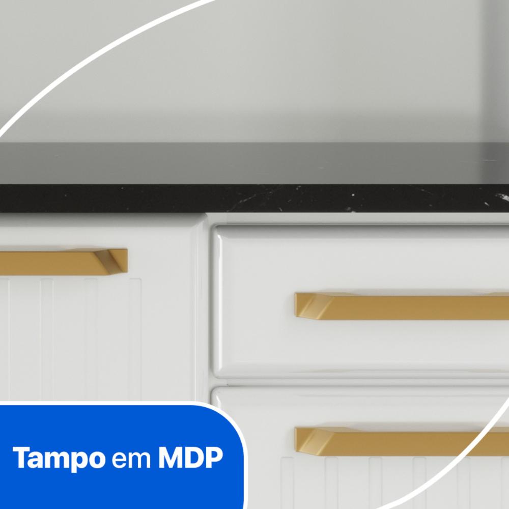 Armário de Cozinha Compacta de Aço com Balcão com Tampo 105cm Multimóveis CR20362 Branco