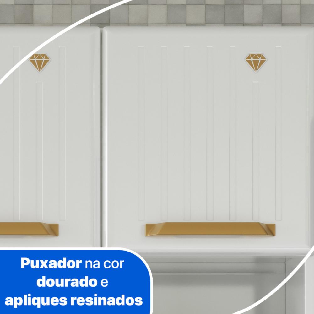 Armário de Cozinha Compacta de Aço com Balcão com Tampo 105cm Multimóveis CR20362 Branco