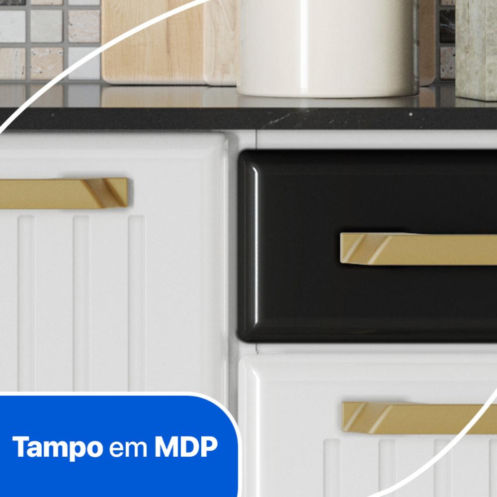 Armário de Cozinha Compacta de Aço com Balcão com Tampo 105cm Multimóveis CR20362 Branco/Preto