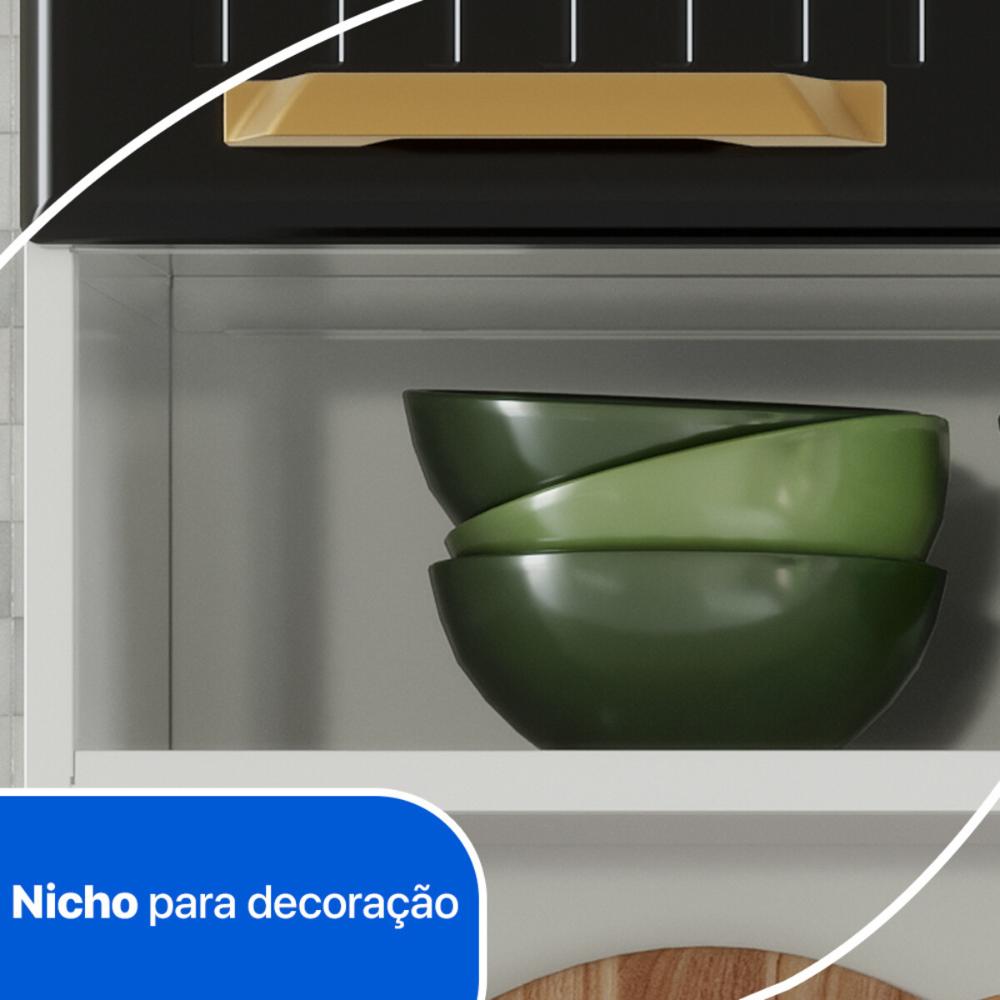 Armário de Cozinha Compacta de Aço com Balcão com Tampo 105cm Multimóveis CR20362 Branco/Preto