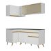 Armário de Cozinha Compacta de Canto Veneza Multimóveis V2056 Branco/Dourado