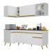 Armário de Cozinha Compacta de Canto Veneza Multimóveis V2058 Branco/Dourado