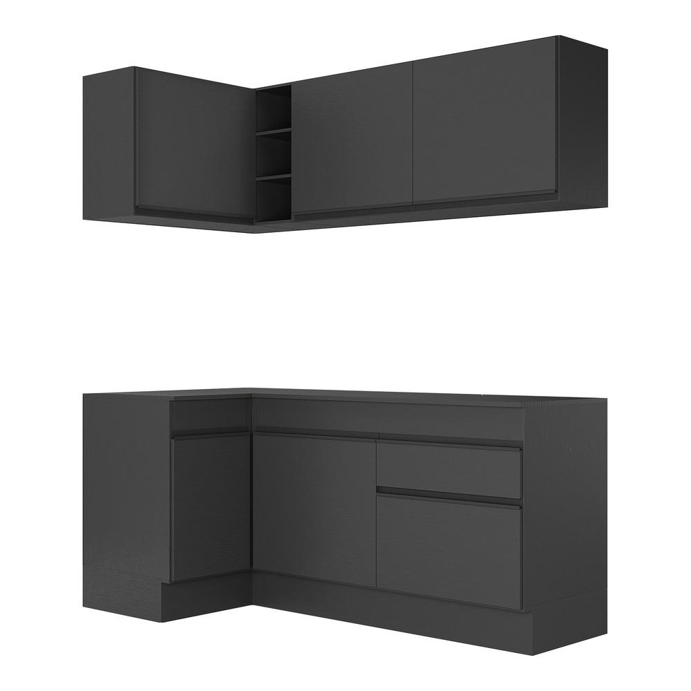 Armário de Cozinha Compacta de Canto com Rodapé Veneza Multimóveis MP2092.895 Preto