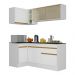 Armário de Cozinha Compacta de Canto com Rodapé Veneza Multimóveis V2091 Branco/Dourado