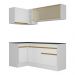 Armário de Cozinha Compacta de Canto com Rodapé Veneza Multimóveis V2091 Branco/Dourado