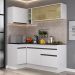 Armário de Cozinha Compacta de Canto com Rodapé Veneza Multimóveis V2091 Branco/Preto